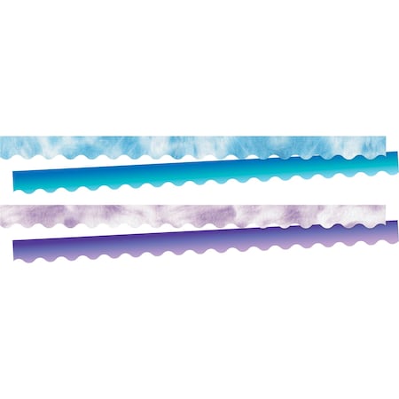 Barker Creek Tie-Dye & Ombr Blue & Purple Double-Sided Scalloped Trim Set of 4, 52/set 4359